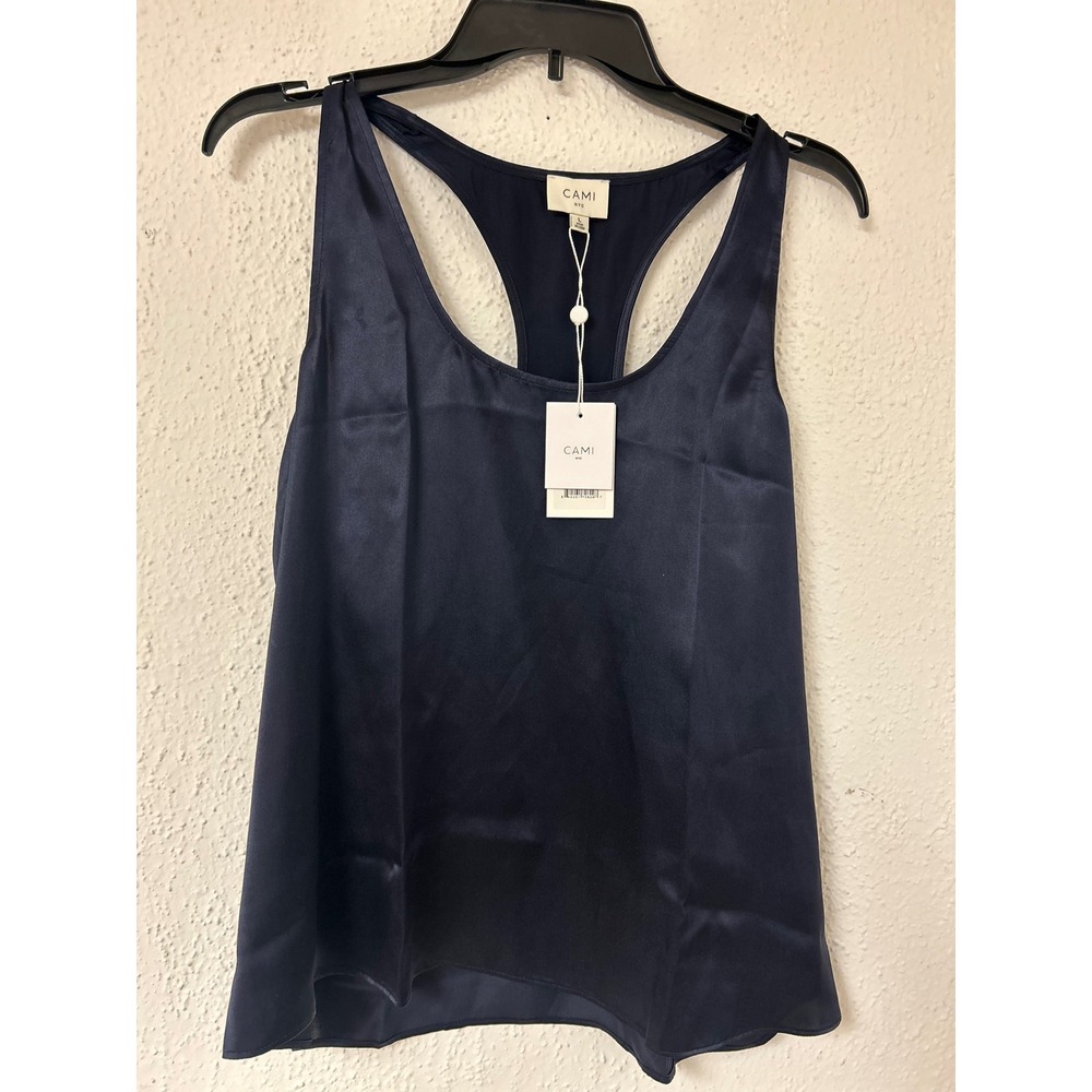 Cami NYC Jane Cami Navy Blue 100% Silk Racerback Tank Top CORE-C-01